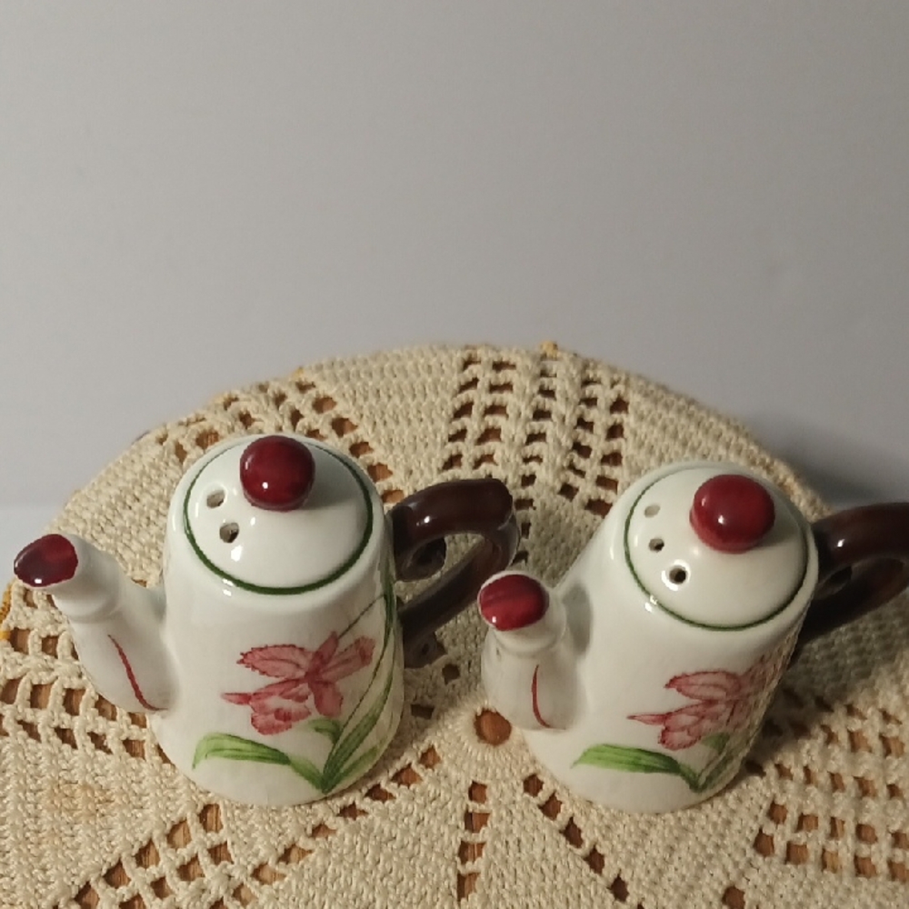 Vintage 1960's Orchid Ceramic Teapot Set - Made In Japan - Picture 4 of 7